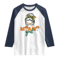 Miami Girl Messy Bun Bandana Raglan Shirt South Florida Pride Palm Trees