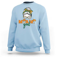 Miami Girl Messy Bun Bandana Sweatshirt South Florida Pride Palm Trees