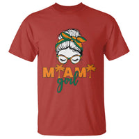 Miami Girl Messy Bun Bandana T Shirt South Florida Pride Palm Trees
