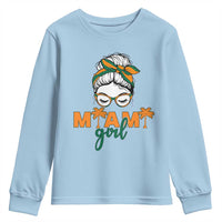 Miami Girl Messy Bun Bandana Youth Sweatshirt South Florida Pride Palm Trees