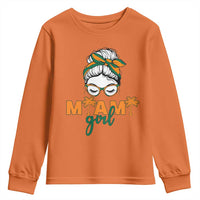 Miami Girl Messy Bun Bandana Youth Sweatshirt South Florida Pride Palm Trees