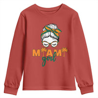 Miami Girl Messy Bun Bandana Youth Sweatshirt South Florida Pride Palm Trees