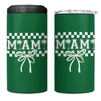 Preppy Miami Bow Aesthetic 4 in 1 Can Cooler Tumbler Cute Checkered Palm Tree College Girl