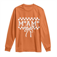 Preppy Miami Bow Aesthetic Long Sleeve Shirt Cute Checkered Palm Tree College Girl