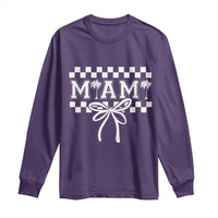 Preppy Miami Bow Aesthetic Long Sleeve Shirt Cute Checkered Palm Tree College Girl
