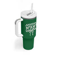 Preppy Miami Bow Aesthetic Tumbler With Handle Cute Checkered Palm Tree College Girl
