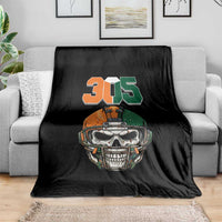 305 Football Warrior Skull Throw Blanket Orange and Green Miami Vibes