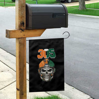 305 Football Warrior Skull Garden Flag Orange and Green Miami Vibes