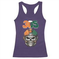 305 Football Warrior Skull Racerback Tank Top Orange and Green Miami Vibes