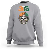 305 Football Warrior Skull Sweatshirt Orange and Green Miami Vibes