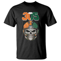 305 Football Warrior Skull T Shirt Orange and Green Miami Vibes