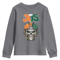 305 Football Warrior Skull Youth Sweatshirt Orange and Green Miami Vibes