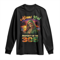 Miami Girl Skeleton Property of the 305 Long Sleeve Shirt Tropical City Florida Pride Street Style
