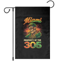 Miami Property of the 305 Skeleton Graphic Garden Flag Street King with Sunset Florida Swag
