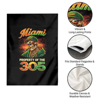 Miami Property of the 305 Skeleton Graphic Garden Flag Street King with Sunset Florida Swag
