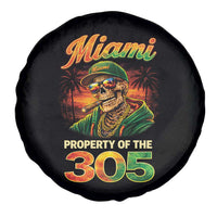 Miami Property of the 305 Skeleton Graphic Spare Tire Cover Street King with Sunset Florida Swag