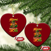 Miami Property of the 305 Skeleton Graphic Ceramic Ornament Street King with Sunset Florida Swag