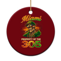 Miami Property of the 305 Skeleton Graphic Ceramic Ornament Street King with Sunset Florida Swag