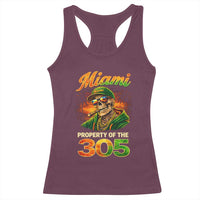 Miami Property of the 305 Skeleton Graphic Racerback Tank Top Street King with Sunset Florida Swag