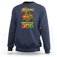 Miami Property of the 305 Skeleton Graphic Sweatshirt Street King with Sunset Florida Swag