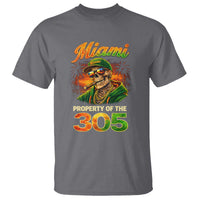 Miami Property of the 305 Skeleton Graphic T Shirt Street King with Sunset Florida Swag