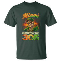 Miami Property of the 305 Skeleton Graphic T Shirt Street King with Sunset Florida Swag