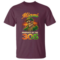 Miami Property of the 305 Skeleton Graphic T Shirt Street King with Sunset Florida Swag