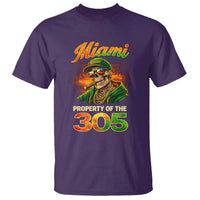 Miami Property of the 305 Skeleton Graphic T Shirt Street King with Sunset Florida Swag