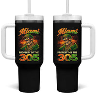 Miami Property of the 305 Skeleton Graphic Tumbler With Handle Street King with Sunset Florida Swag