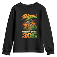 Miami Property of the 305 Skeleton Graphic Youth Sweatshirt Street King with Sunset Florida Swag