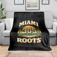 Vintage Miami 305 Roots Throw Blanket Retro Sunset Palm Trees Florida Natives