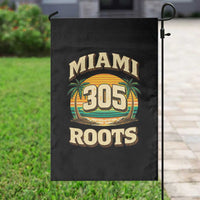 Vintage Miami 305 Roots Garden Flag Retro Sunset Palm Trees Florida Natives