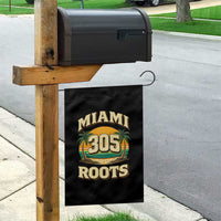 Vintage Miami 305 Roots Garden Flag Retro Sunset Palm Trees Florida Natives