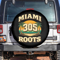 Vintage Miami 305 Roots Spare Tire Cover Retro Sunset Palm Trees Florida Natives