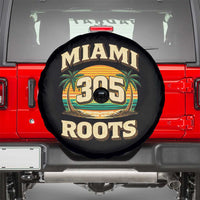 Vintage Miami 305 Roots Spare Tire Cover Retro Sunset Palm Trees Florida Natives