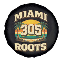 Vintage Miami 305 Roots Spare Tire Cover Retro Sunset Palm Trees Florida Natives