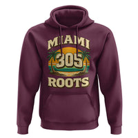 Vintage Miami 305 Roots Hoodie Retro Sunset Palm Trees Florida Natives