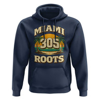 Vintage Miami 305 Roots Hoodie Retro Sunset Palm Trees Florida Natives
