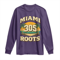 Vintage Miami 305 Roots Long Sleeve Shirt Retro Sunset Palm Trees Florida Natives