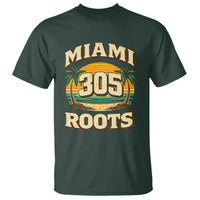 Vintage Miami 305 Roots T Shirt Retro Sunset Palm Trees Florida Natives