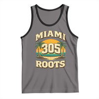 Vintage Miami 305 Roots Tank Top Retro Sunset Palm Trees Florida Natives