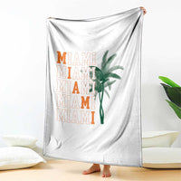 Miami Pride Palm Tree Graphic Throw Blanket Orange and Green Tropical City Vibes
