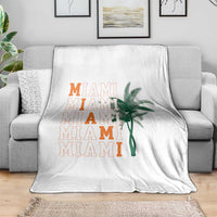 Miami Pride Palm Tree Graphic Throw Blanket Orange and Green Tropical City Vibes
