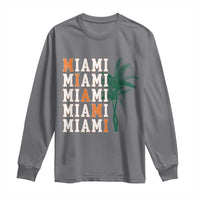 Miami Pride Palm Tree Graphic Long Sleeve Shirt Orange and Green Tropical City Vibes
