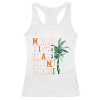 Miami Pride Palm Tree Graphic Racerback Tank Top Orange and Green Tropical City Vibes