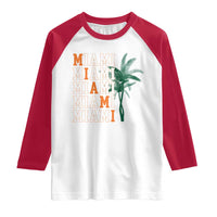 Miami Pride Palm Tree Graphic Raglan Shirt Orange and Green Tropical City Vibes