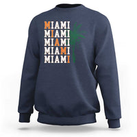 Miami Pride Palm Tree Graphic Sweatshirt Orange and Green Tropical City Vibes