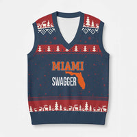 Miami Swagger Pride V-Neck Knit Sweater Vest Florida State Map Local Love