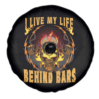 Biker Skull Spare Tire Cover I Live My Life Behind Bars Motorcycle Dirt Biker