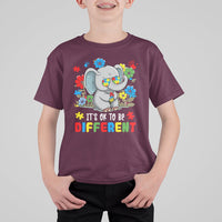 Autism Awareness Acceptance It's Ok To Be Different Elephant Kid T-Shirt - Wonder Print Shop